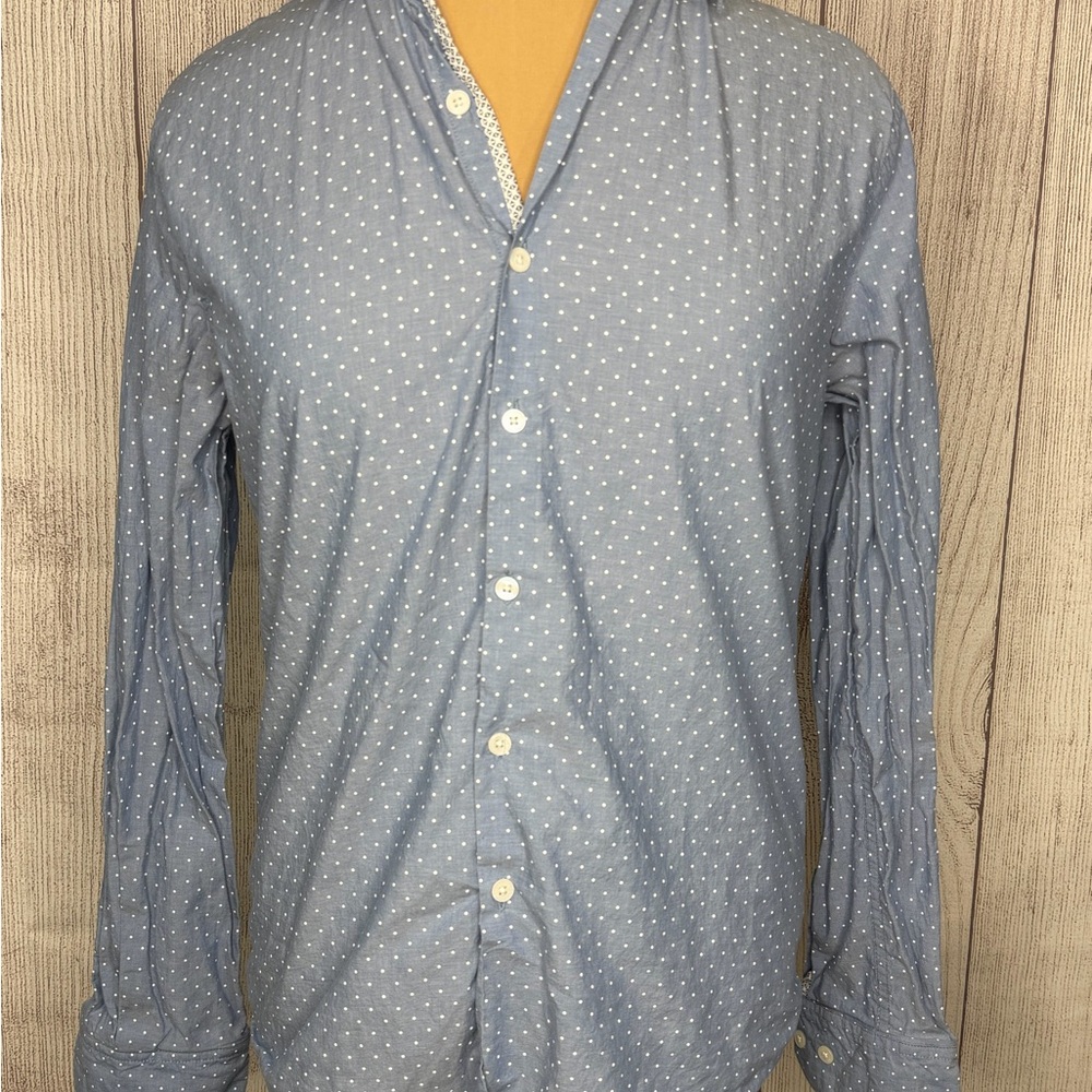Denim & Flower Light Blue Polka Dot Shirt